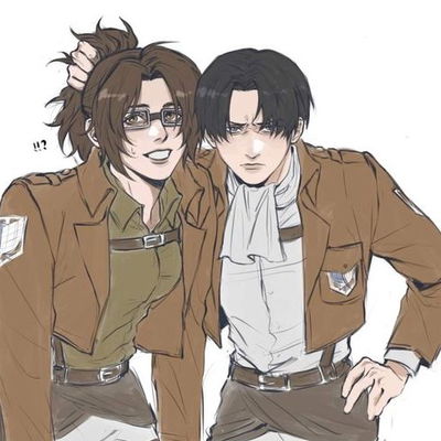 Hange Zoë and Levi Ackerman